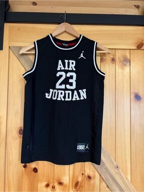 Jordan Black Tank Top with Red Trim and White Jumpman